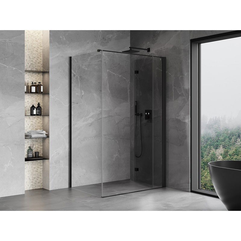 Mexen Mist-F folding shower enclosure right 90 x 85 cm, transparent, black - 8A6T-090-085-70-00-P