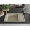 Mexen Elias granite kitchen sink 1-bowl with drainer and Rita kitchen faucet, beige - 6511-69-670300-50