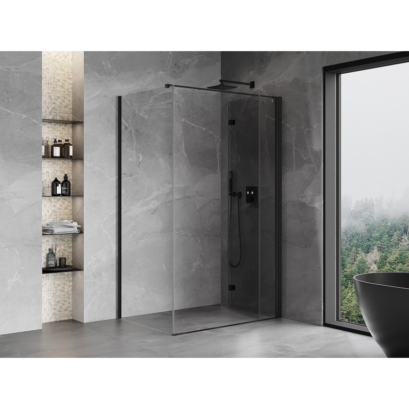 Mexen Mist-F right-folding shower cabin 100 x 90 cm, transparent, black - 8A6T-100-090-70-00-P