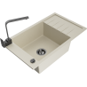 Mexen Elias granite single-bowl sink with drainer and Rita kitchen faucet, beige - 6511-69-670300-70