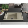 Mexen Elias 1-Bowl Granite Sink with Drainer and Kitchen Faucet Rita, Beige - 6511-69-670300-70