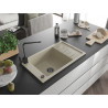 Mexen Elias granite single-bowl sink with drainer and Rita kitchen faucet, beige - 6511-69-670300-70