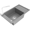 Mexen Elias granite sink with 1 bowl, drainer, and Rita kitchen tap, grey - 6511-71-670300-00