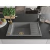 Mexen Elias granite sink 1-bowl with drainer and kitchen tap Rita, grey - 6511-71-670300-50