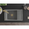 Mexen Elias granite sink 1-bowl with drainer and kitchen tap Rita, grey - 6511-71-670300-50