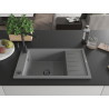 Mexen Elias granite kitchen sink 1-bowl with drainer and kitchen faucet Rita, gray - 6511-71-670300-70-B