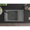 Mexen Elias granite sink 1-bowl with drainer and Rita kitchen faucet, gray - 6511-71-670300-70-B