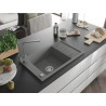 Mexen Elias 1-chamber granite sink with drainer and Rita kitchen faucet, gray - 6511-71-670300-71