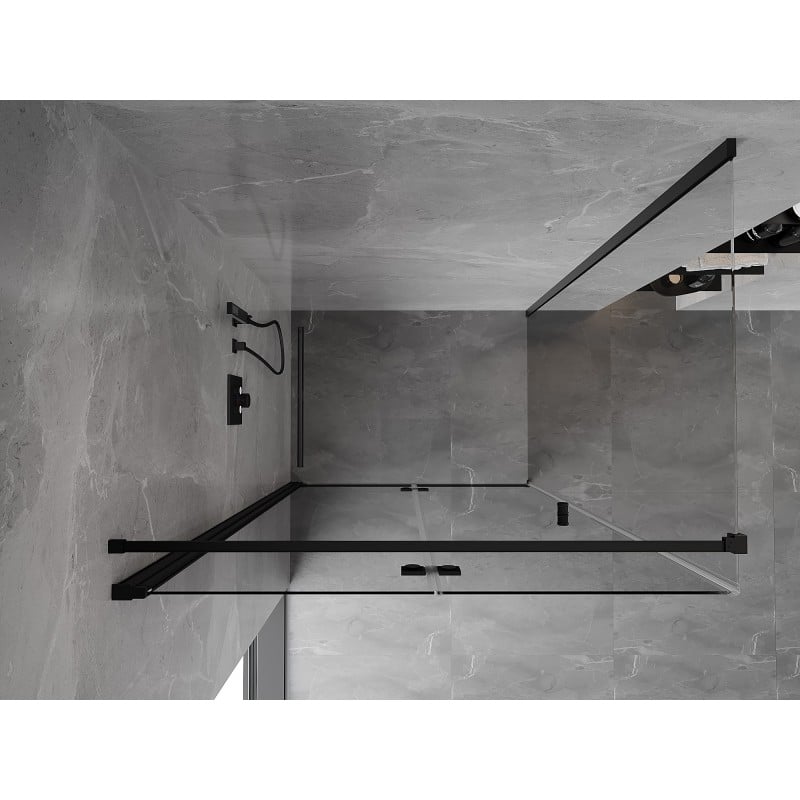Mexen Mist-F folding shower cabin left 100 x 75 cm, transparent, black - 8A6T-100-075-70-00-L