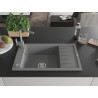 Mexen Elias 1-chamber granite sink with drainer and Rita kitchen faucet, gray - 6511-71-670300-71