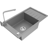 Mexen Elias 1-chamber granite sink with drainer and Rita kitchen faucet, gray - 6511-71-670300-71
