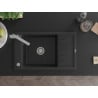 Mexen Elias single-bowl granite sink with drainer and Rita kitchen tap, black/silver metallic - 6511-73-670300-00