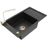 Mexen Elias 1-bowl granite sink with drainer and kitchen faucet Rita, black/silver metallic - 6511-73-670300-50