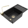 Mexen Elias granite sink 1-bowl with drainer and Rita kitchen tap, black/silver metallic - 6511-73-670300-50