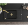 Mexen Elias 1-bowl granite sink with drainer and Rita kitchen faucet, black/silver metallic - 6511-73-670300-50