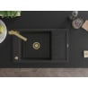 Mexen Elias granite sink 1-bowl with drainer and Rita kitchen tap, black/silver metallic - 6511-73-670300-50