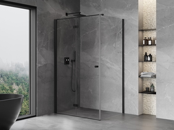 Mexen Mist-F folding shower enclosure left 75 x 95 cm, transparent, black - 8A6T-075-095-70-00-L