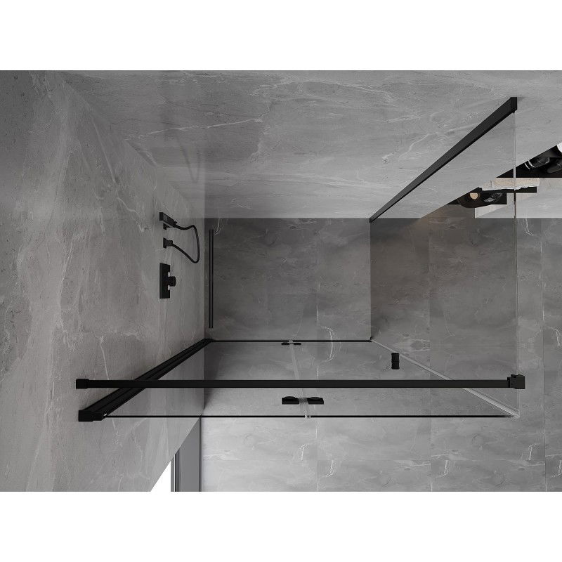Mexen Mist-F folding shower enclosure left 70 x 110 cm, transparent, black - 8A6T-070-110-70-00-L
