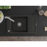 Mexen Elias granite sink 1-bowl with drainer and kitchen faucet Rita, black/gold metallic - 6511-75-670300-00