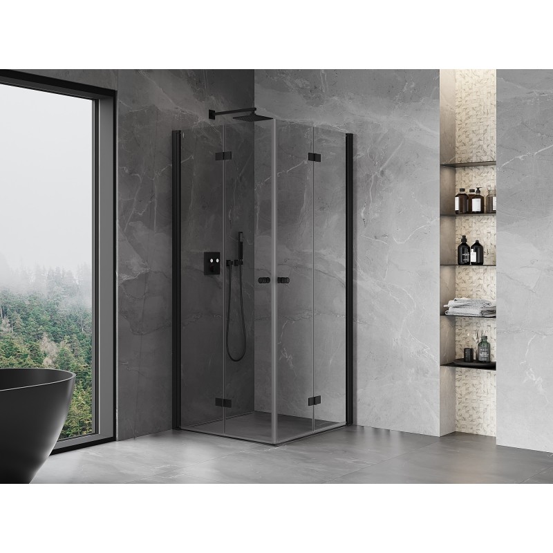Mexen Mist-F Duo folding shower cabin 80 x 80 cm, transparent, black - 8A6-080L-080P-70-00