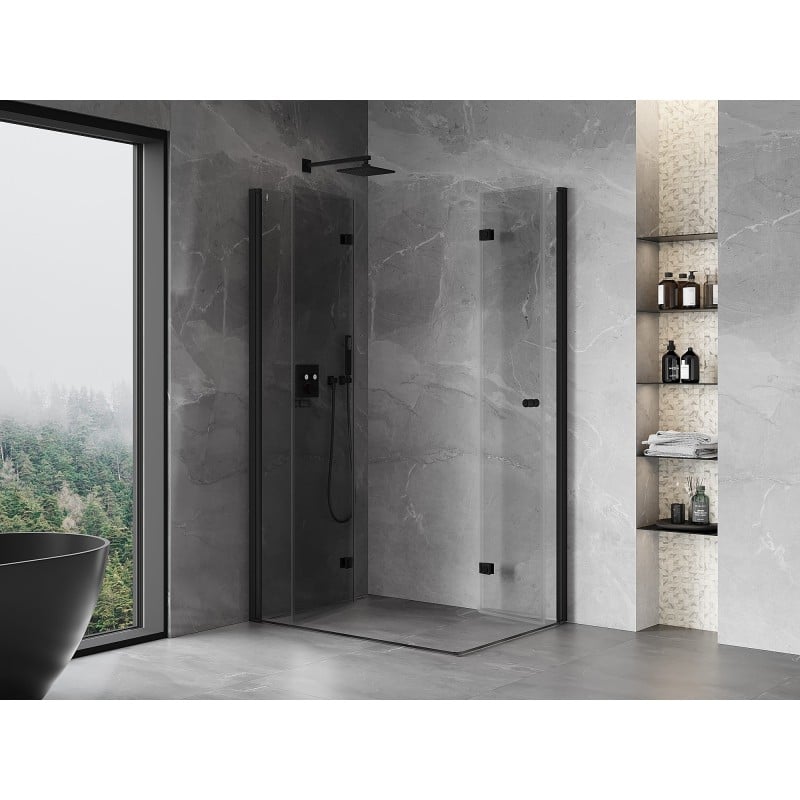 Mexen Mist-F Duo Folding Shower Enclosure Left 75 x 70 cm, Transparent, Black - 8A6-075L-070P-70-00