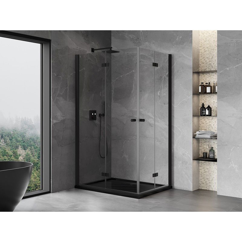 Mexen Mist-F Duo folding shower cabin left 85 x 75 cm, transparent, black - 8A6-085L-075P-70-00