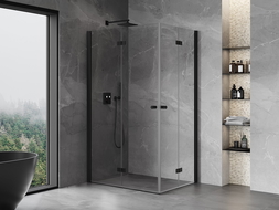 Mexen Mist-F Duo Left Folding Shower Enclosure 90 x 80 cm, Transparent, Black - 8A6-090L-080P-70-00