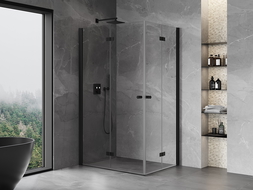 Mexen Mist-F Duo folding shower cabin left 115 x 80 cm, transparent, black - 8A6-115L-080P-70-00