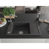 Mexen Elias 1-Bowl Granite Sink with Drainer and Rita Kitchen Faucet, Speckled Black - 6511-76-670300-00
