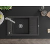 Mexen Elias 1-Bowl Granite Sink with Drainer and Rita Kitchen Faucet, Speckled Black - 6511-76-670300-00