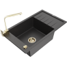 Mexen Elias 1-compartment granite sink with a drip tray and kitchen mixer tap Rita, spotted black - 6511-76-670300-50