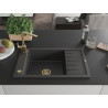Mexen Elias 1-bowl granite sink with drainer and Rita kitchen faucet, speckled black - 6511-76-670300-50