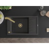 Mexen Elias 1-bowl granite sink with drainer and Rita kitchen faucet, speckled black - 6511-76-670300-50