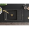 Mexen Elias granite sink single-bowl with drainer and kitchen faucet Rita, black speckled - 6511-76-670300-50