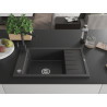 Mexen Elias granite kitchen sink 1-bowl with drainer and kitchen faucet Rita, black speckled - 6511-76-670300-70