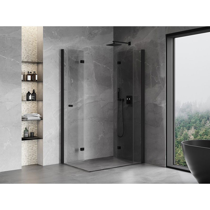 Mexen Mist-F Duo right-folding shower cabin 70 x 110 cm, transparent, black - 8A6-070L-110P-70-00