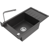 Mexen Elias granite sink single-bowl with drainer and kitchen tap Rita, speckled black - 6511-76-670300-76
