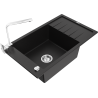 Mexen Elias 1-bowl granite sink with drainer and Rita kitchen faucet, black - 6511-77-670300-00
