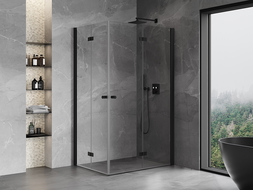 Mexen Mist-F Duo Right Folding Shower Cabin 85 x 120 cm, Transparent, Black - 8A6-085L-120P-70-00