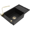 Mexen Elias 1-compartment granite sink with a drip tray and kitchen mixer tap Rita, Black - 6511-77-670300-50