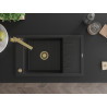 Mexen Elias granite kitchen sink 1-bowl with drainer and kitchen faucet Rita, black - 6511-77-670300-50