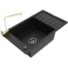 Mexen Elias 1-compartment granite sink with a drip tray and kitchen mixer tap Rita, Black - 6511-77-670300-50-B