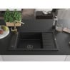 Mexen Elias 1-bowl granite sink with drainer and Rita kitchen tap, black - 6511-77-670300-50-B