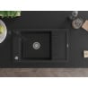 Mexen Elias granite sink 1-bowl with drainer and kitchen faucet Rita, black - 6511-77-670300-70