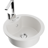 Mexen Diego 1-compartment granite sink with a kitchen mixer tap Rita, White - 6512-20-670300-00