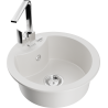 Mexen Diego granite kitchen sink 1-bowl with Rita kitchen faucet, white - 6512-20-670300-00