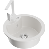 Mexen Diego 1-bowl granite sink with Rita kitchen faucet, white - 6512-20-670300-20