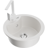 Mexen Diego single-bowl granite kitchen sink with Rita kitchen tap, white - 6512-20-670300-20