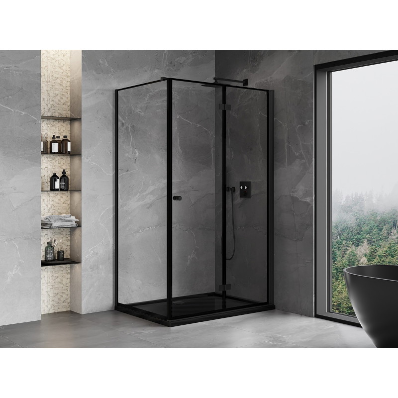 Mexen Mist-F folding shower cabin right 75 x 70 cm, black frame, black - 8A6T-075-070-70-70-P