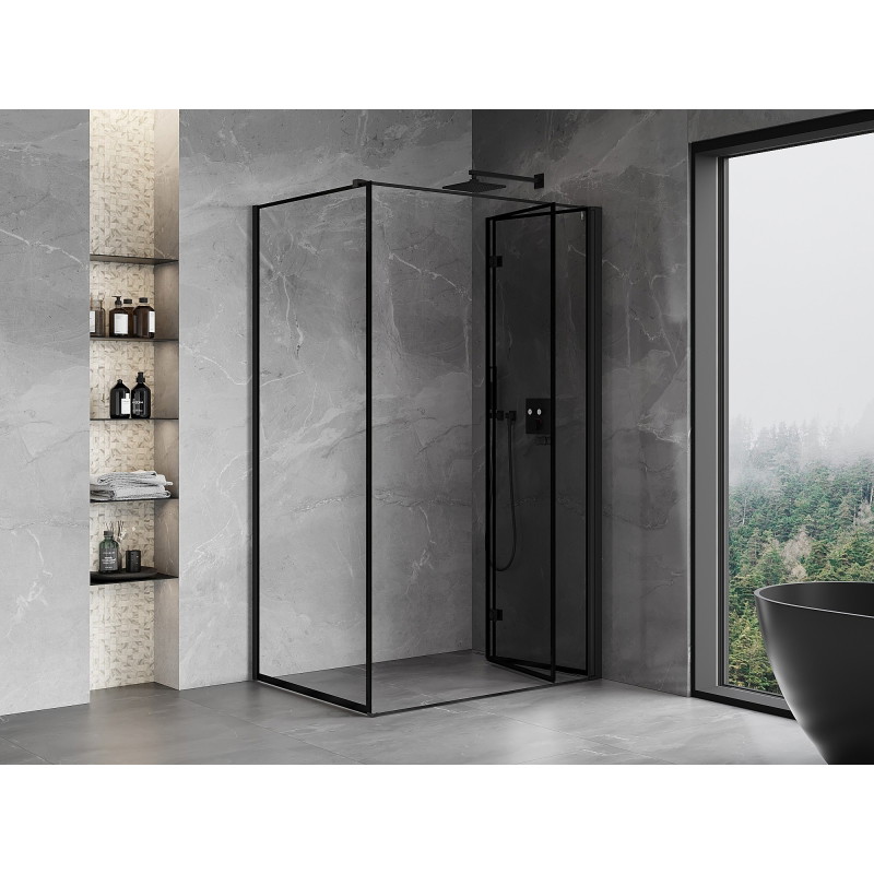 Mexen Mist-F folding shower cabin right 75 x 70 cm, black frame, black - 8A6T-075-070-70-70-P